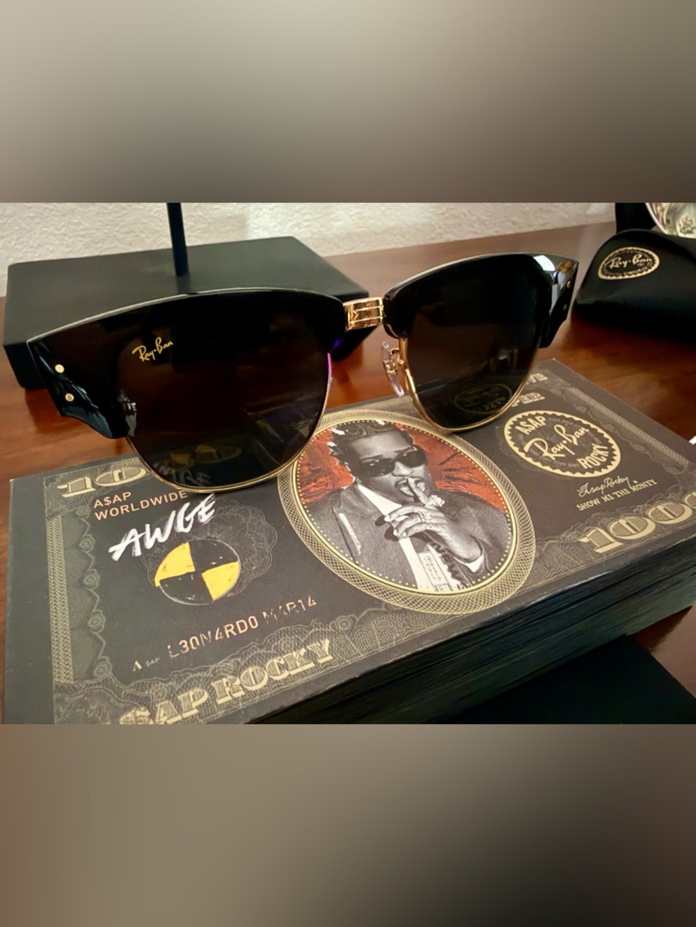 LIMITED EDITION “A$AP ROCKY”most iconic Ray-Ban Personalized Tattoo Logo